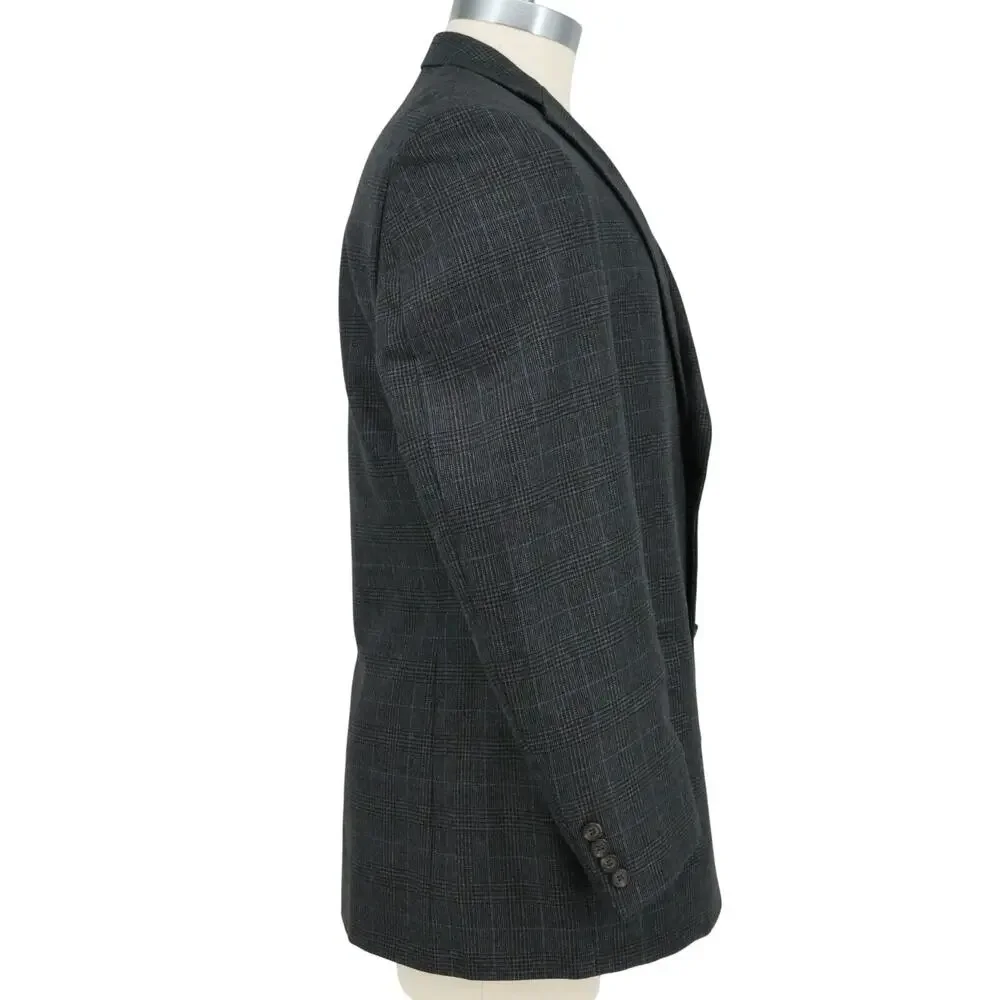 Lauren Ralph Lauren Sport Coat Mens 42L Dark Gray Glen Plaid Jacket Career